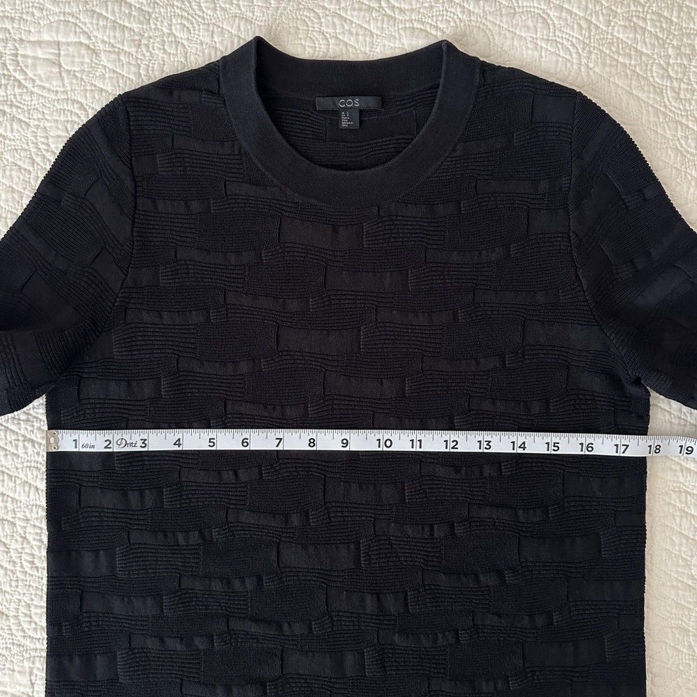 COS Black Irregular-Stitch Textured Knit Top Tee Cotton Women’s Small - Picture 6 of 13